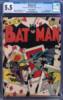 1942 D.C. Comics "Batman" #11 (With Manufacturing Error) - CGC 5.5 Off-White To White Pages